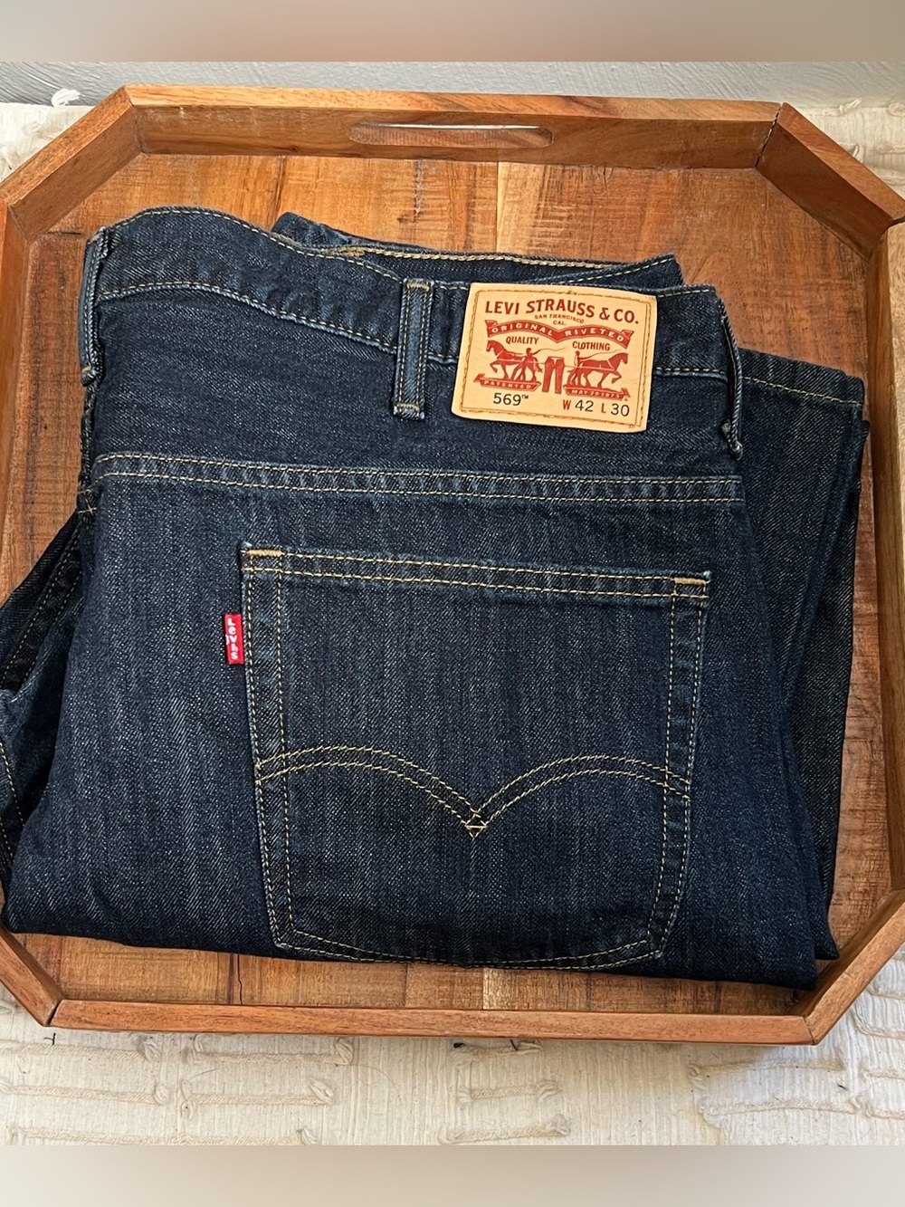 Levi's 569 Men's 42 x 30 Loose Straight Fit Jeans Dark Wash Denim